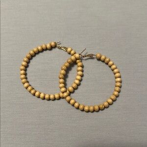 Elegant Tan Beaded Hoop Earrings